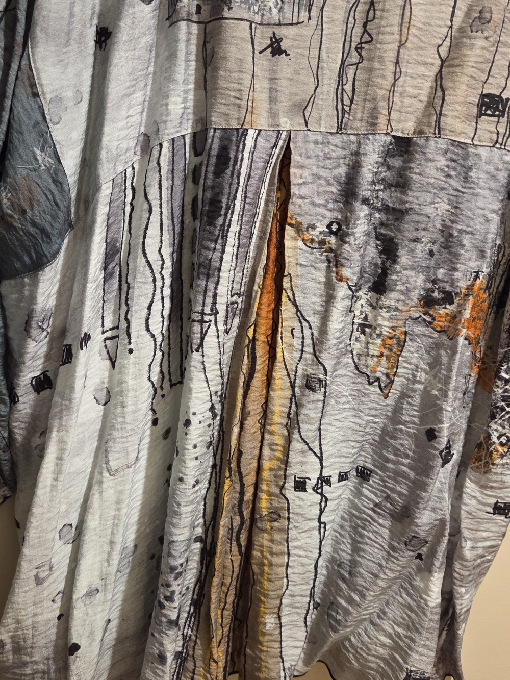 Light Blue Gray Abstract Print Womens Button-Up Tunic XL - Picture 6 of 8